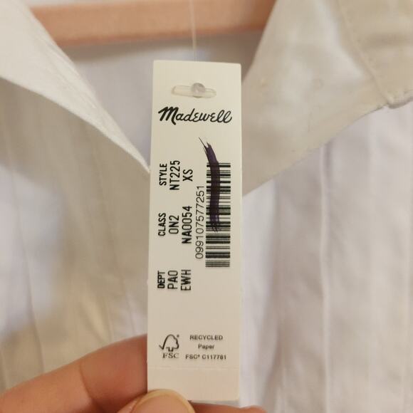 NWT Madewell Tuxedo Button-Up Shirt in Poplin White XS - Picture 6 of 8
